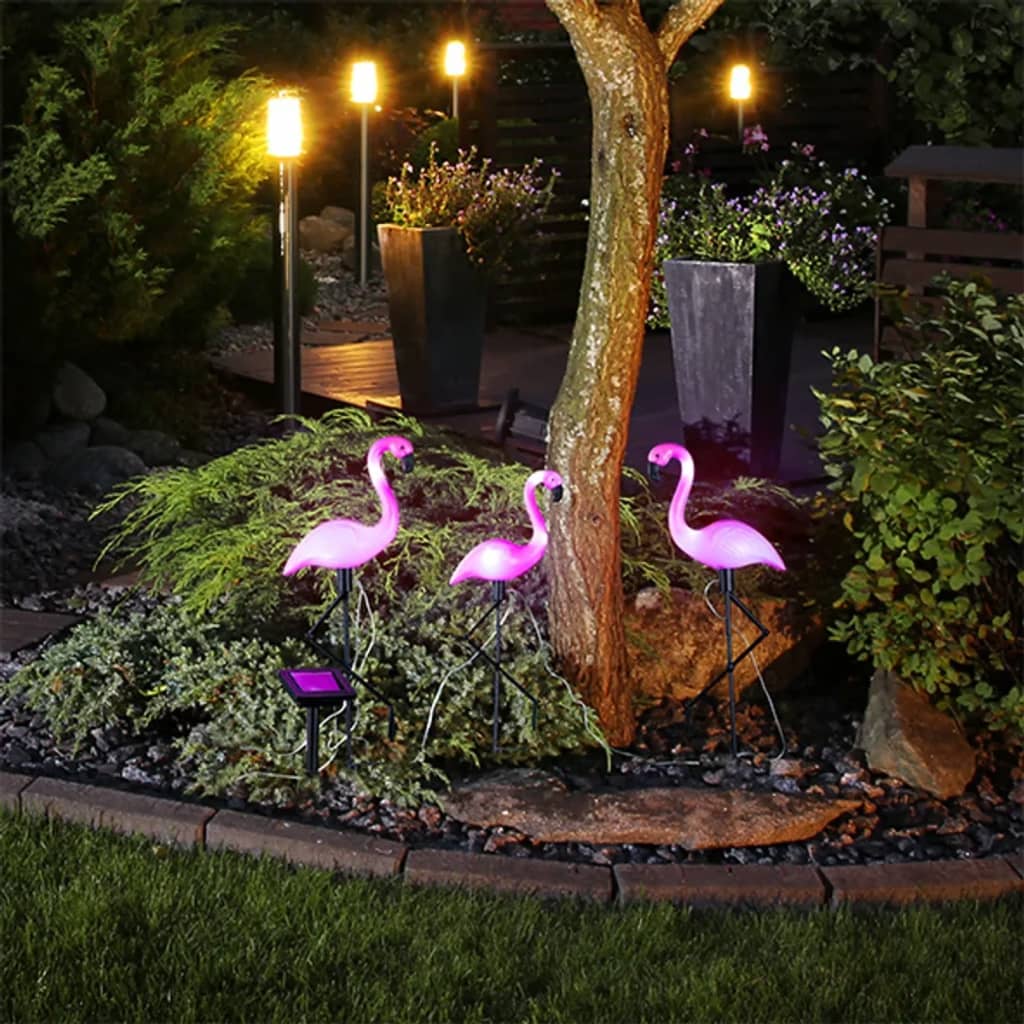 Hi Grondpinnen 3 St Solar Led Flamingo