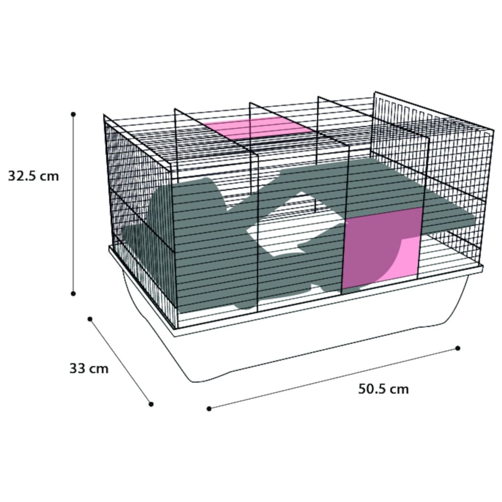 Flamingo Hamsterkooi Jaro 2 50,5X33X32,5 Cm Zwart En Blauw