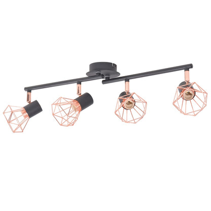 Plafondlamp Met 2 Spotlights E14 Zwart En Koper