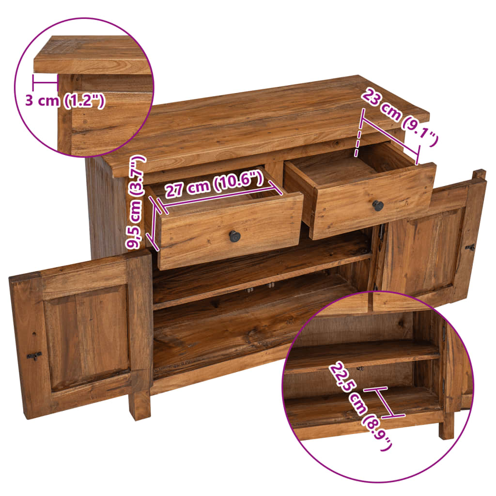 Dressoir 75X30X65 Cm Massief Mahoniehout