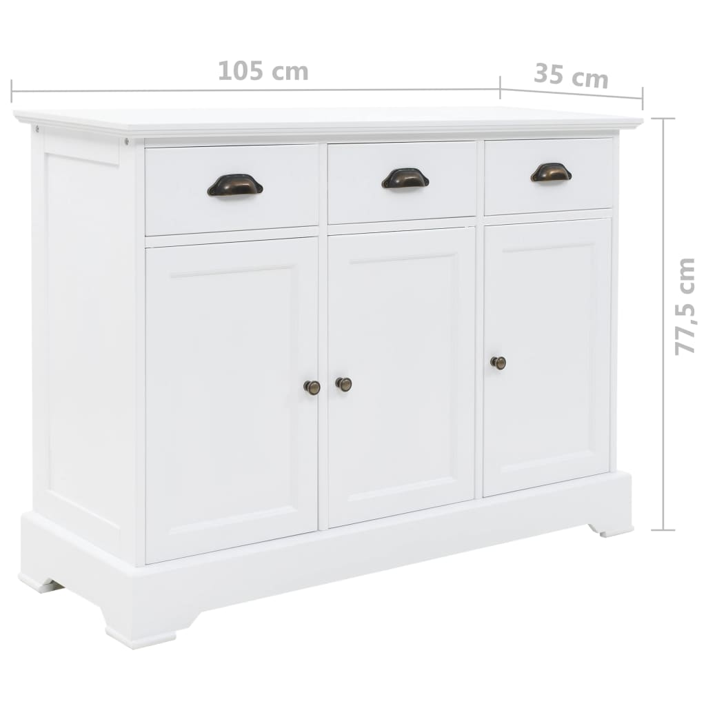 Dressoir Met 3 Deuren 105X35X77,5 Cm Mdf En Grenenhout