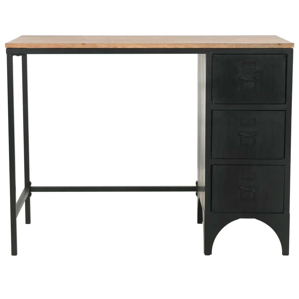 Bureau 100X50X76 Cm Massief Vurenhout En Staal