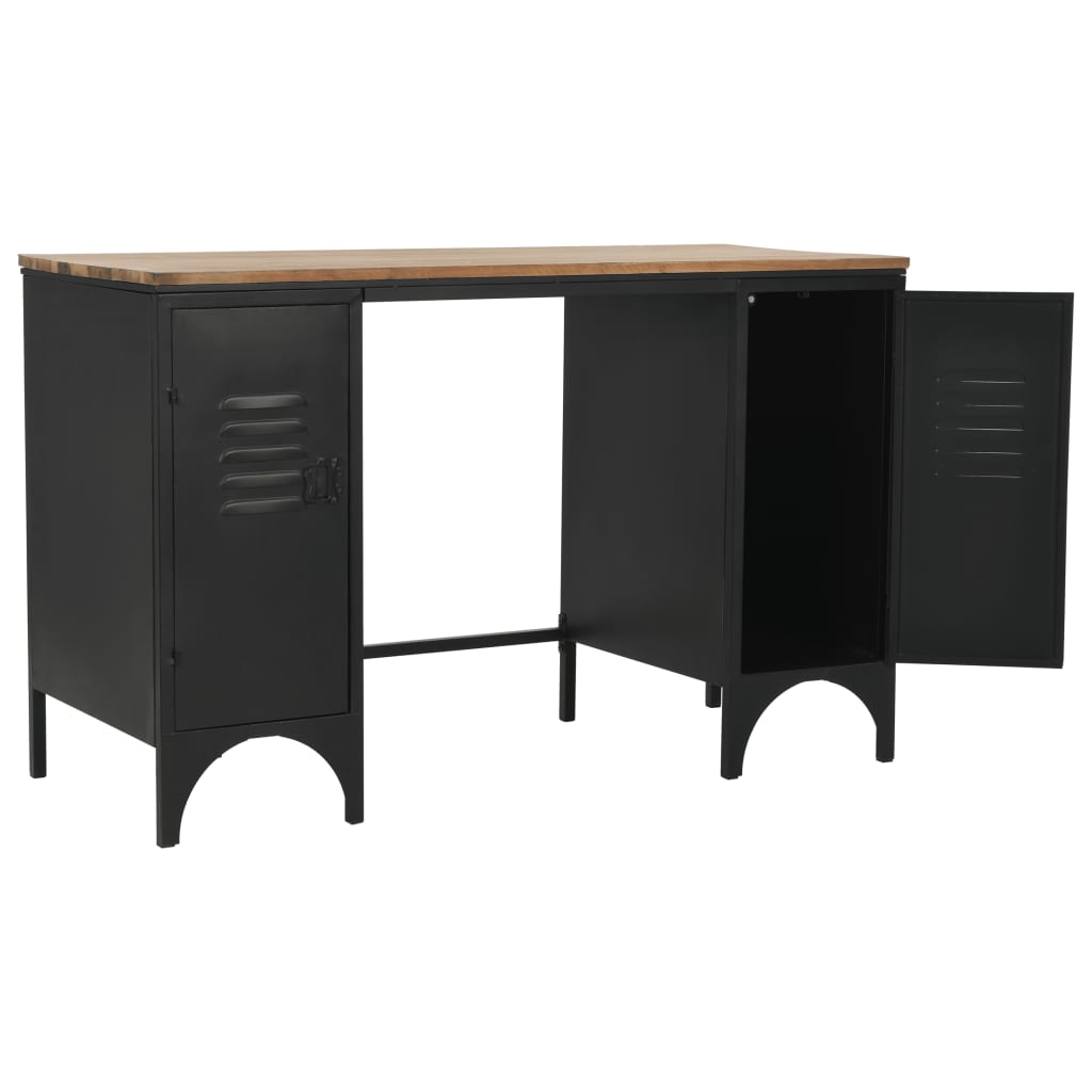 Bureau 120X50X76 Cm Massief Vurenhout En Staal