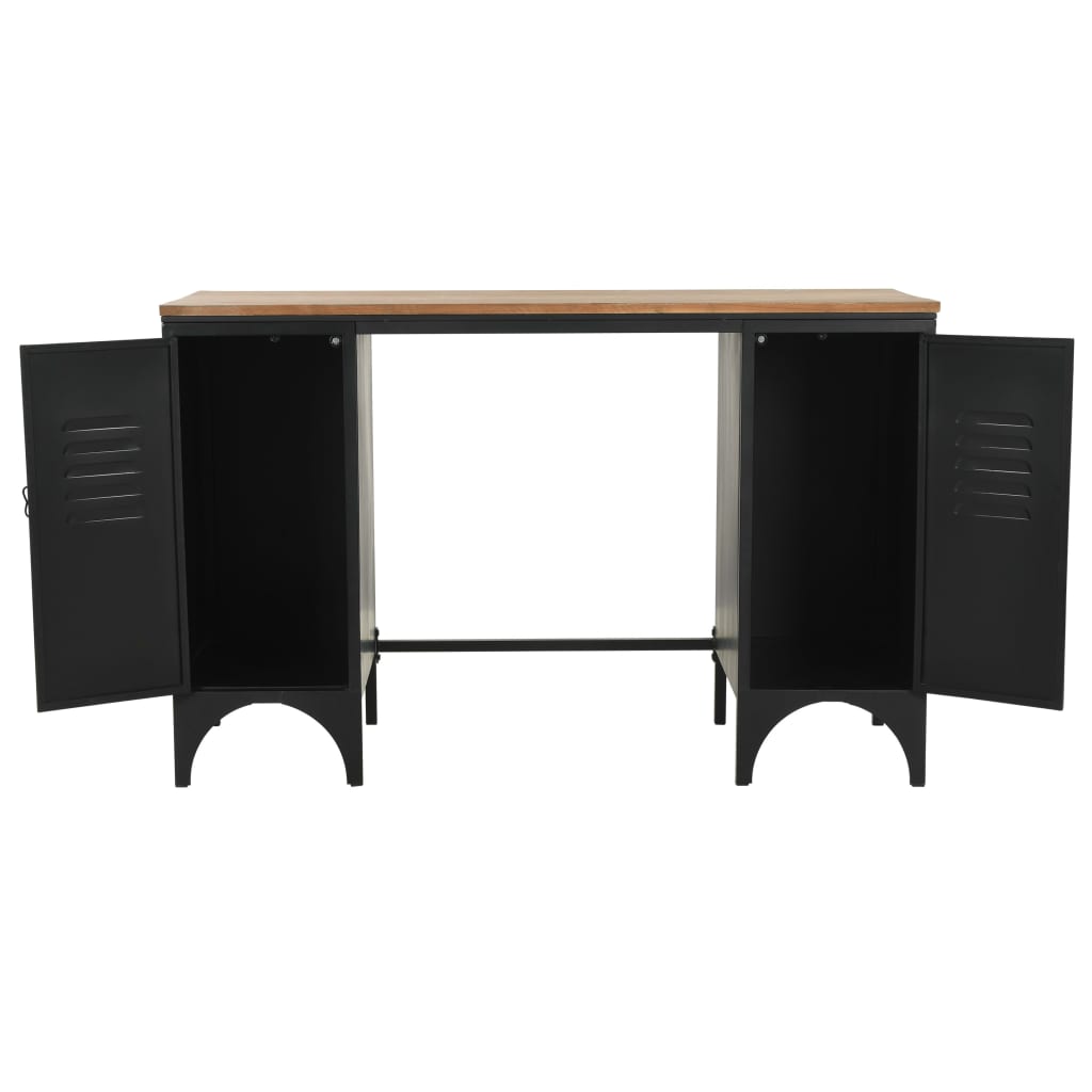 Bureau 120X50X76 Cm Massief Vurenhout En Staal