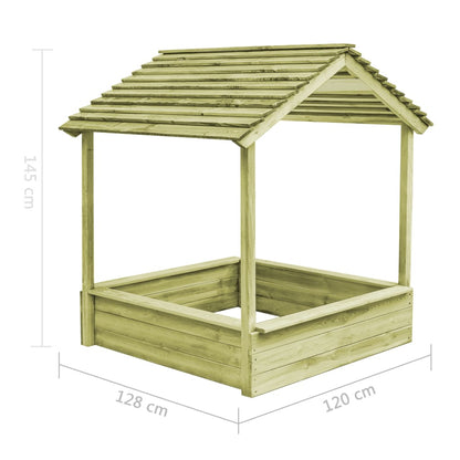 Buitenspeelhuis Met Zandbak 128X120X145 Cm Grenenhout