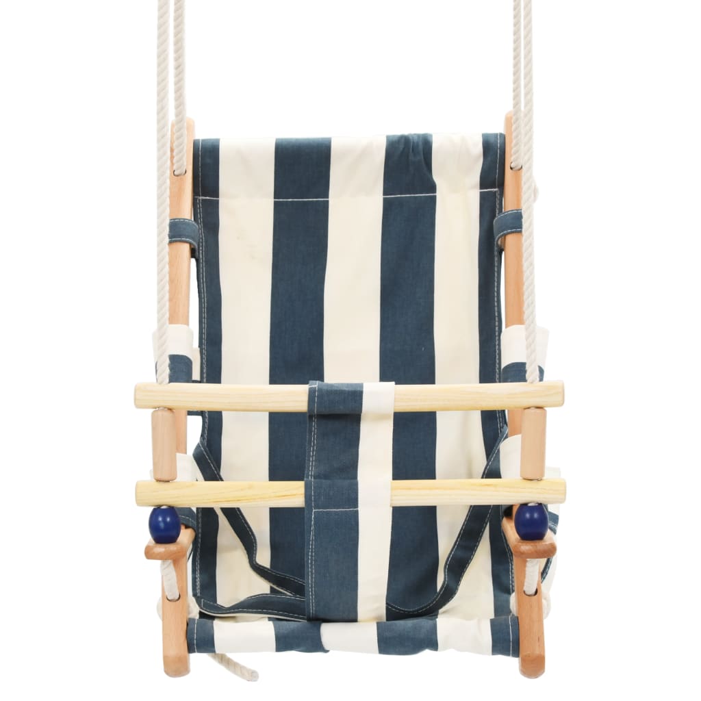 Babyschommel Met Veiligheidsgordel Katoen Hout Blauw