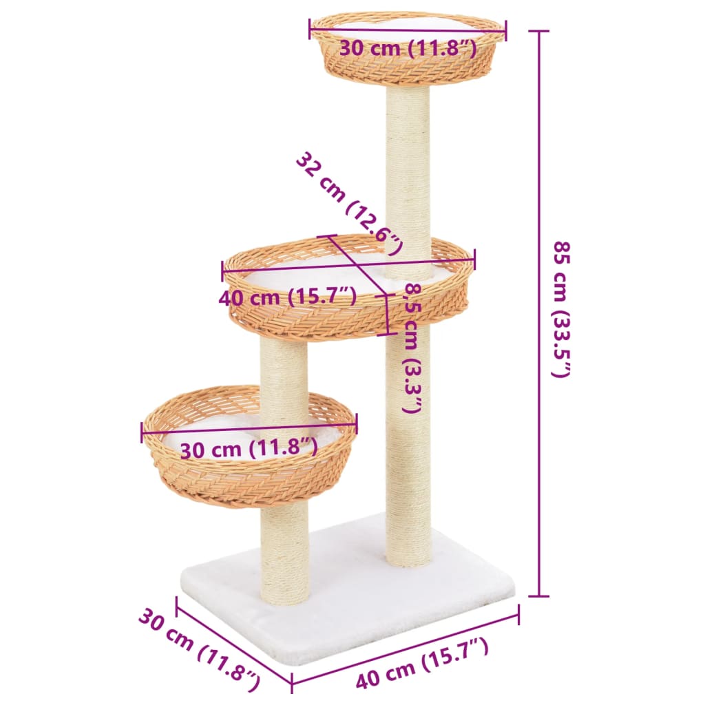 Kattenkrabpaal Met Sisal Krabpaal Natuurlijk Wilgenhout Roze