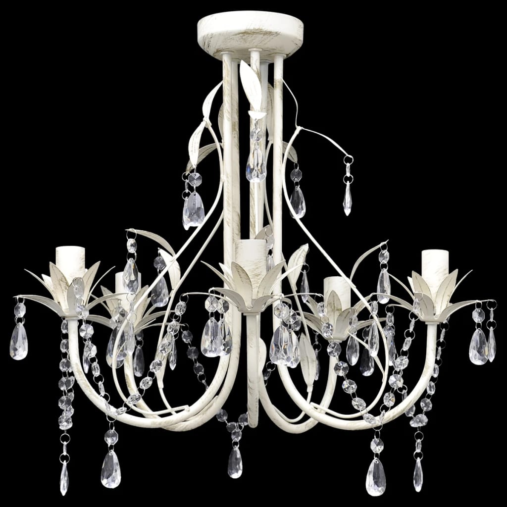 Kristallen Kroonluchter Met Wit Elegant Design (5 Lampen)