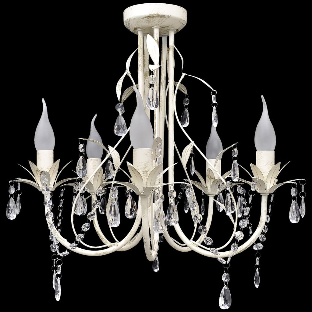 Kristallen Kroonluchter Met Wit Elegant Design (5 Lampen)