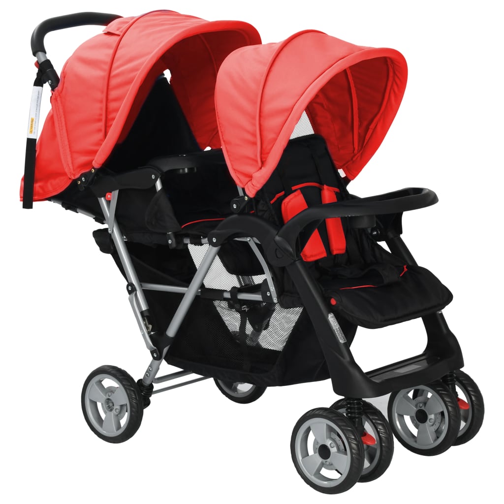 Kinderwagen Dubbel Staal En Zwart