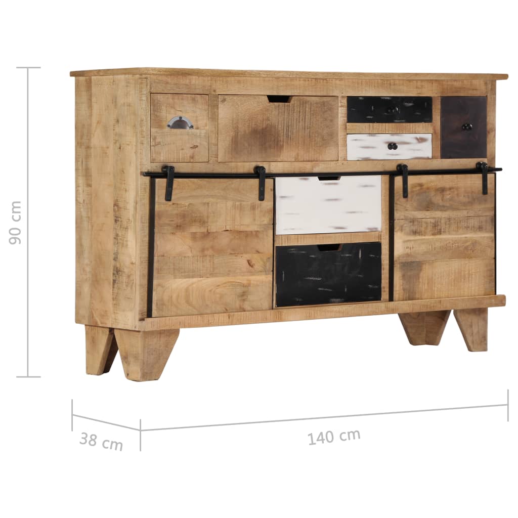 Dressoir 140X38X90 Cm Massief Mangohout Chroom