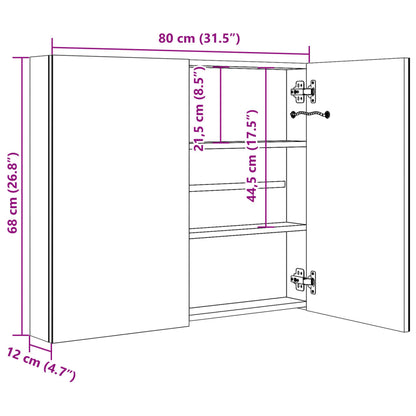 Badkamerkast Met Spiegel En Led 80X12,2X68 Cm