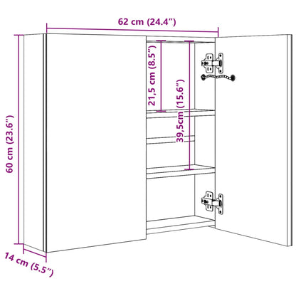 Badkamerkast Met Spiegel En Led 60X14X62 Cm