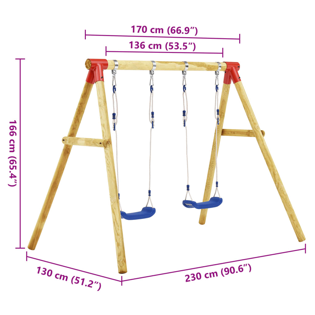 Schommelset 230X130X166 Cm Grenenhout