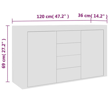 Dressoir 120X36X69 Cm Bewerkt Hout