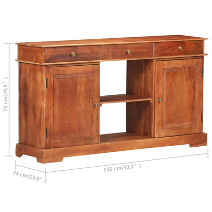 Dressoir 135X35X75 Cm Massief Acaciahout Hoogglans Zwart