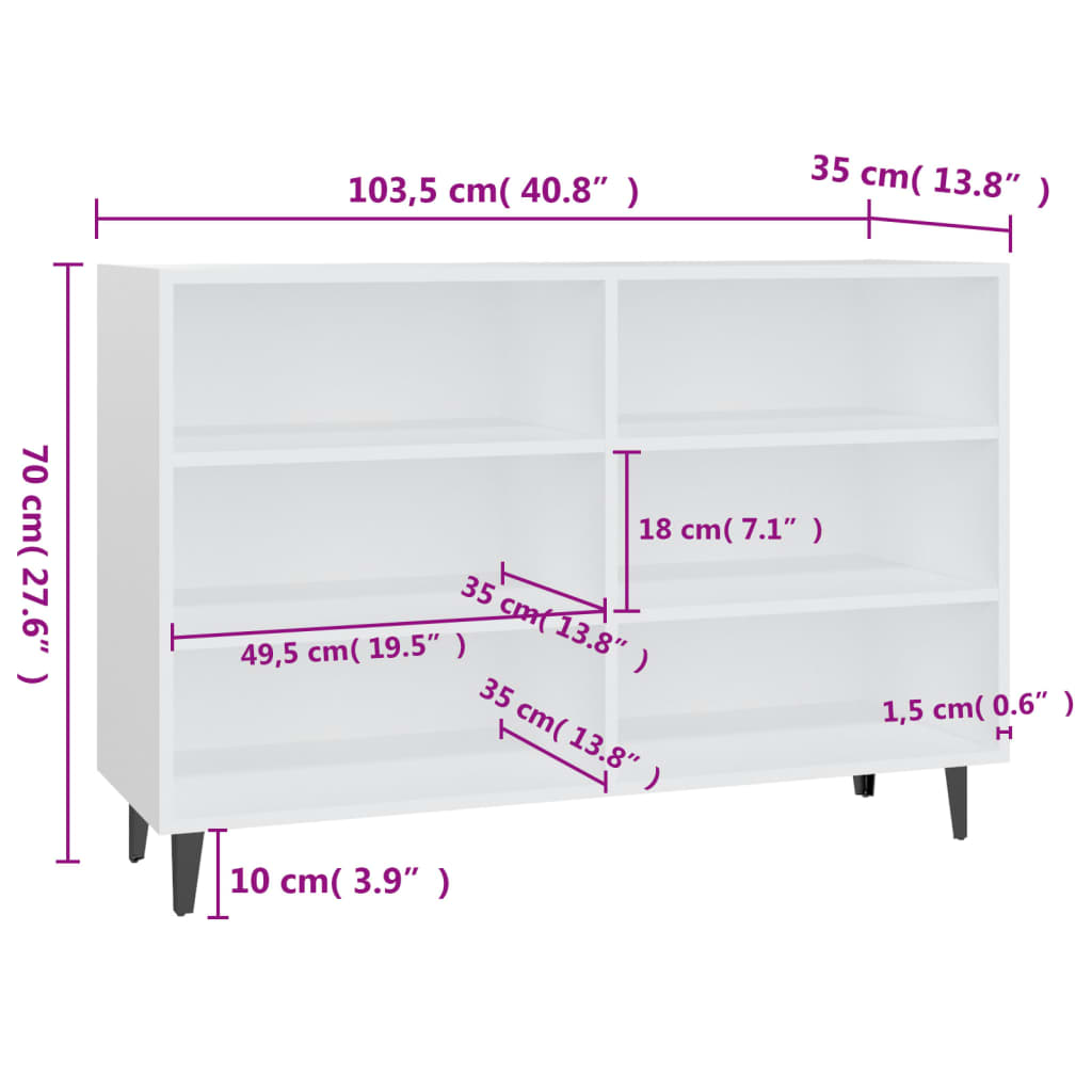 Dressoir 103,5X35X70 Cm Bewerkt Hout