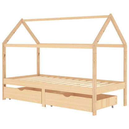 Kinderbedframe Met Lades Massief Grenenhout