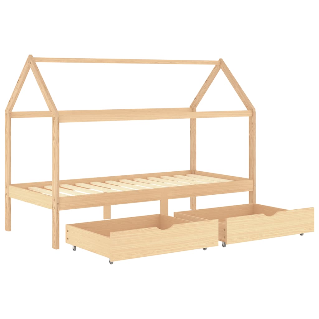 Kinderbedframe Met Lades Massief Grenenhout