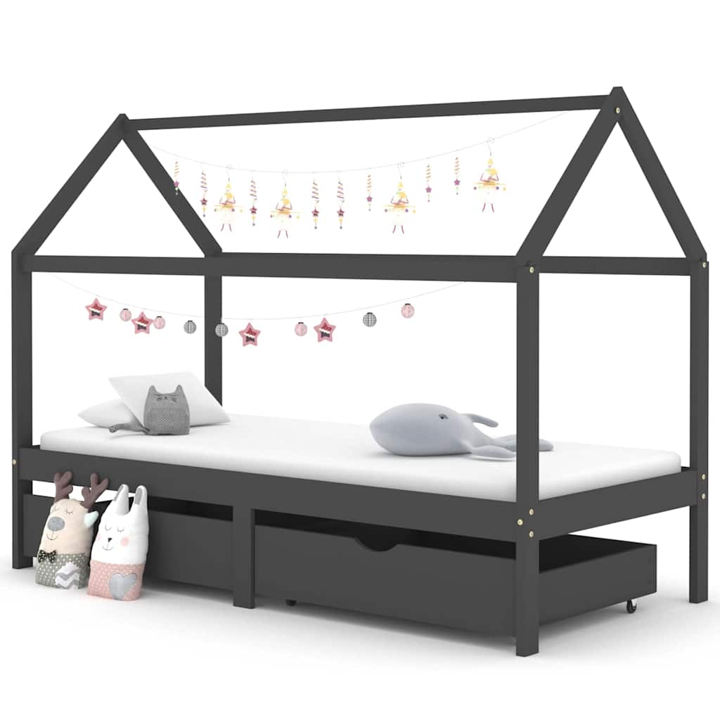 Kinderbedframe Met Lades Massief Grenenhout