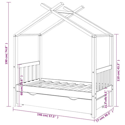 Kinderbedframe Met Lade Massief Grenenhout