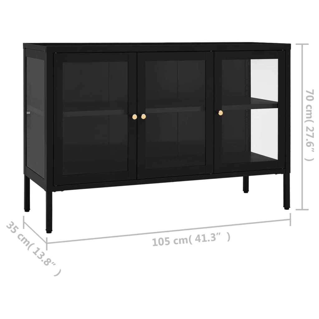 Dressoir 105X35X70 Cm Staal En Glas