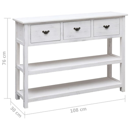 Dressoir 108X30X76 Cm Massief Paulowniahout Antiekwit