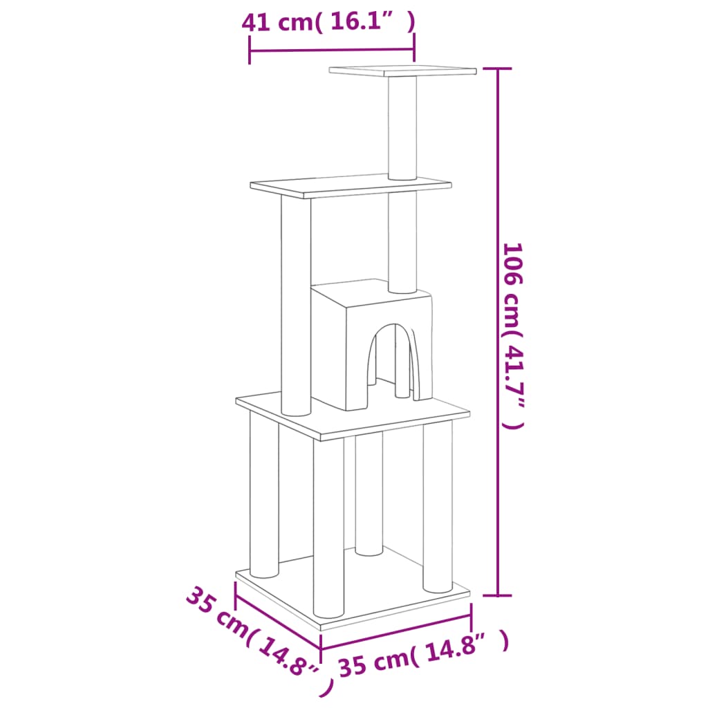 Kattenkrabpaal Met Sisal Krabpalen 105 Cm Kleurig