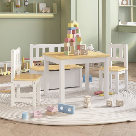 4-Delige Kindertafel- En Stoelenset Mdf