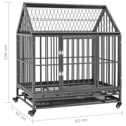 Hondenbench Met Wielen En Dak 92X62X106 Cm Staal