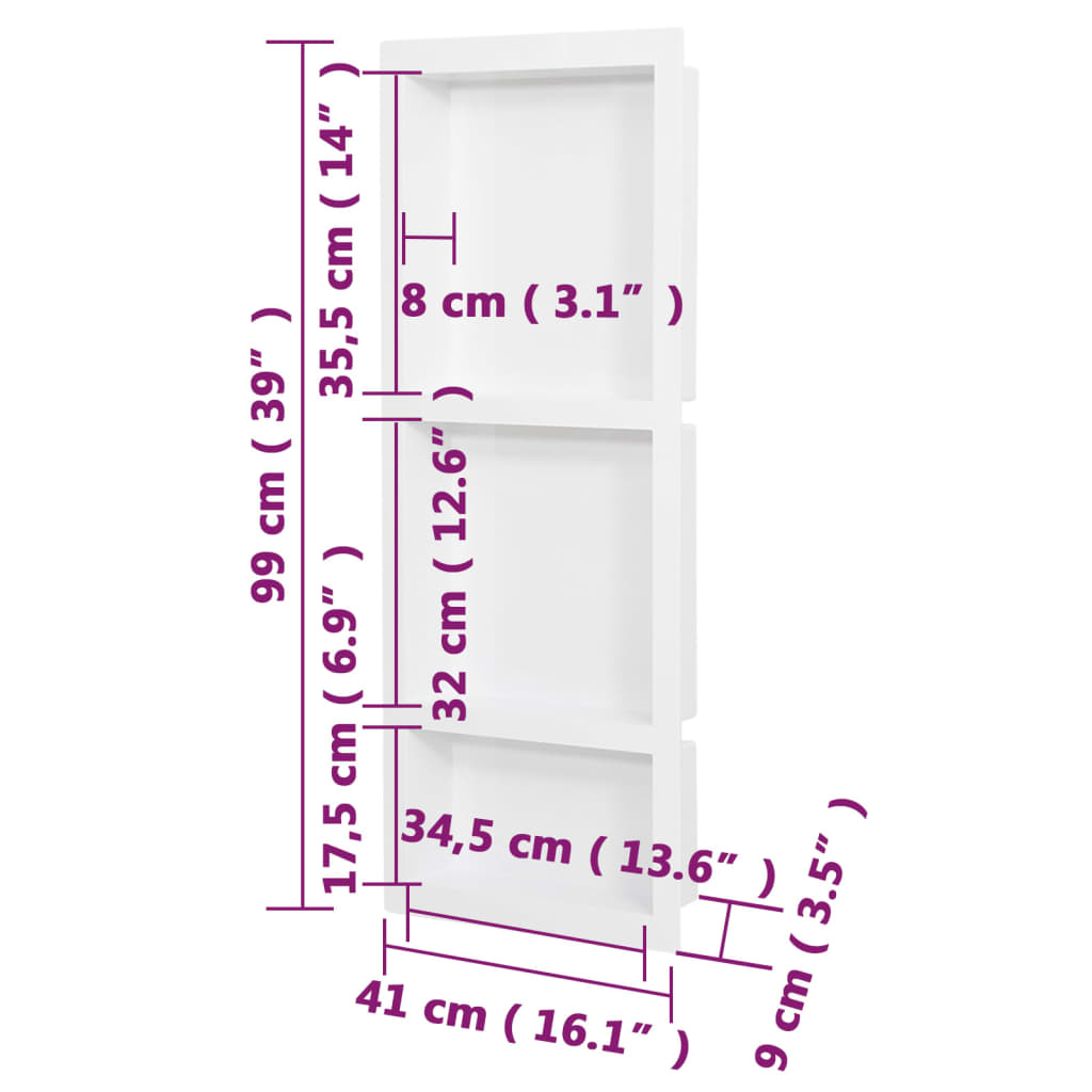 Douchenis Met 3 Vakken 41X99X9 Cm Mat