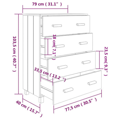 Dressoir Hamar 79X40X103,5 Cm Massief Grenenhout