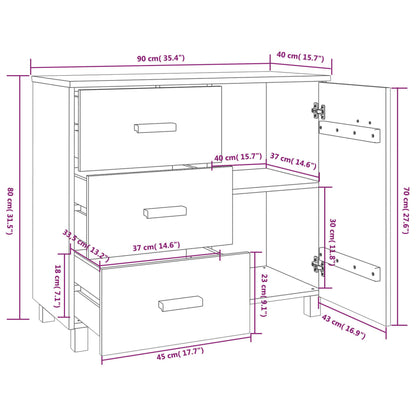 Dressoir Hamar 90X40X80 Cm Massief Grenenhout