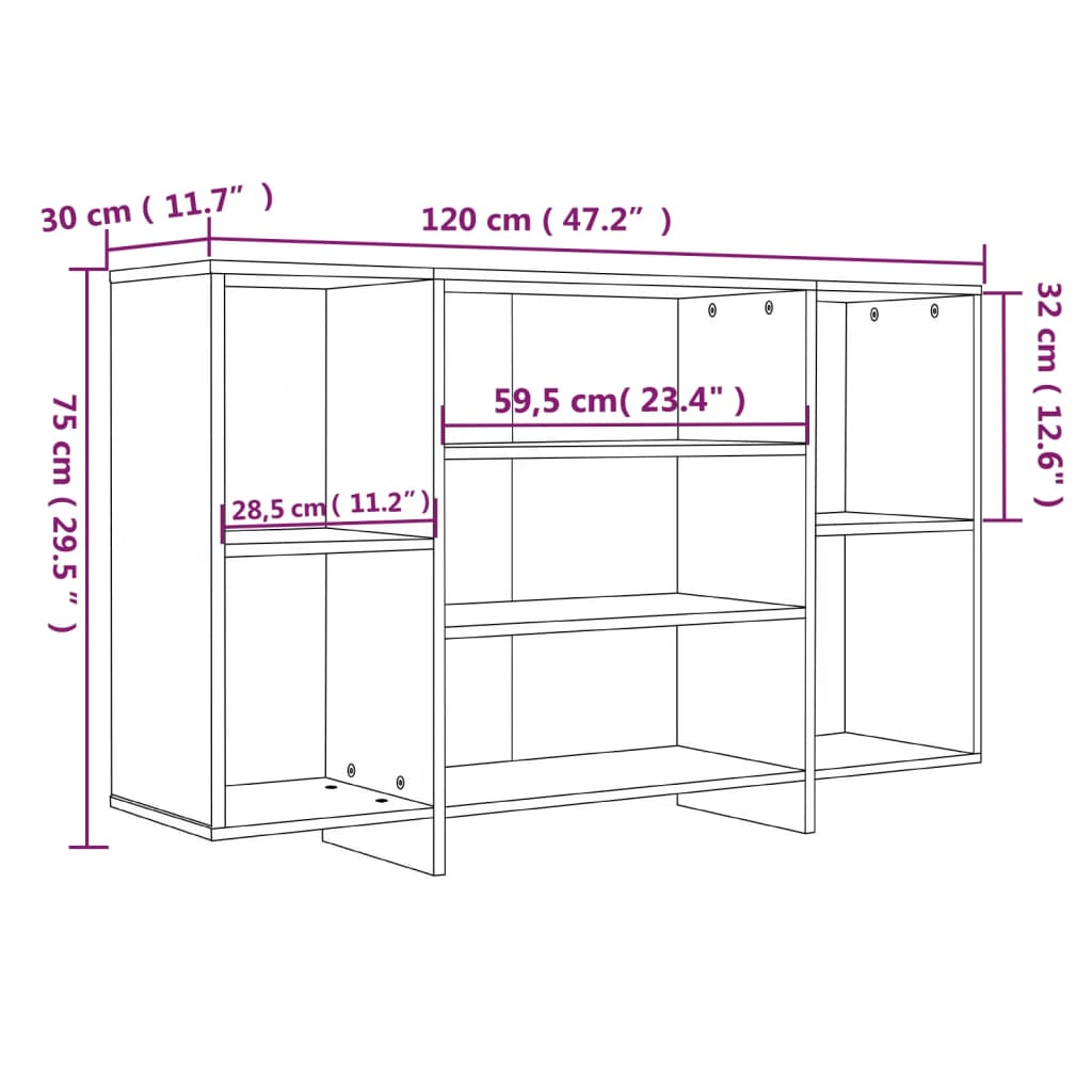 Dressoir 120X30X75 Cm Bewerkt Hout Kleurig