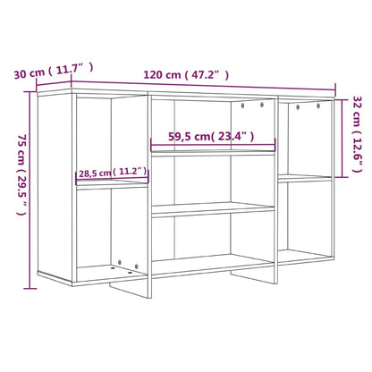 Dressoir 120X30X75 Cm Bewerkt Hout Kleurig