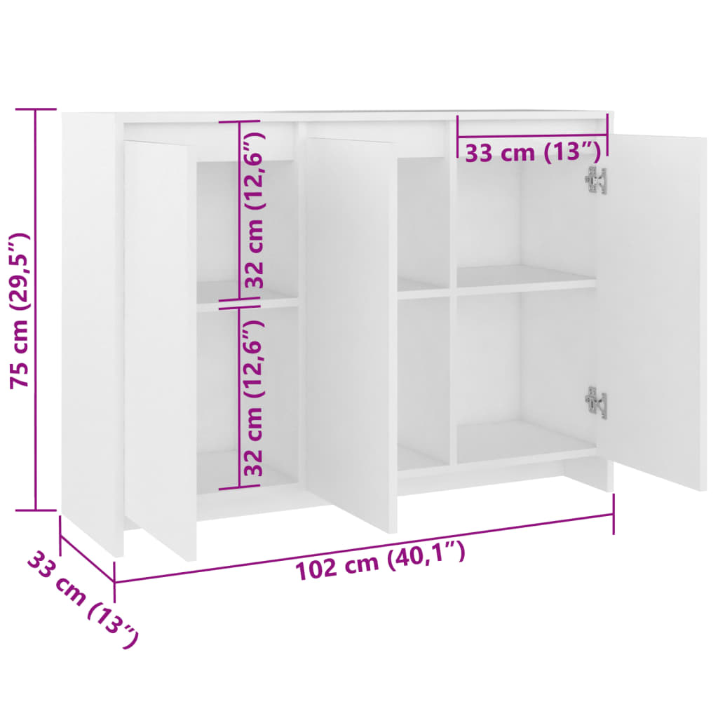 Dressoir 102X33X75 Cm Bewerkt Hout