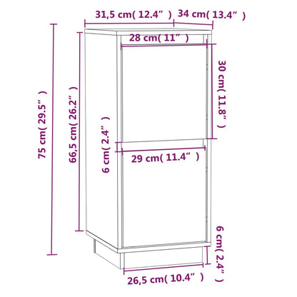 Dressoir 31,5X34X75 Cm Massief Grenenhout