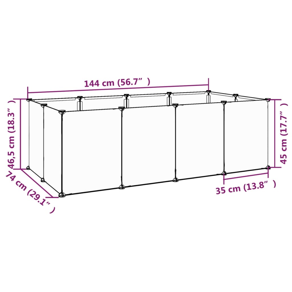 Dierenhok Klein 144X74X46,5 Cm Polypropeen En Staal