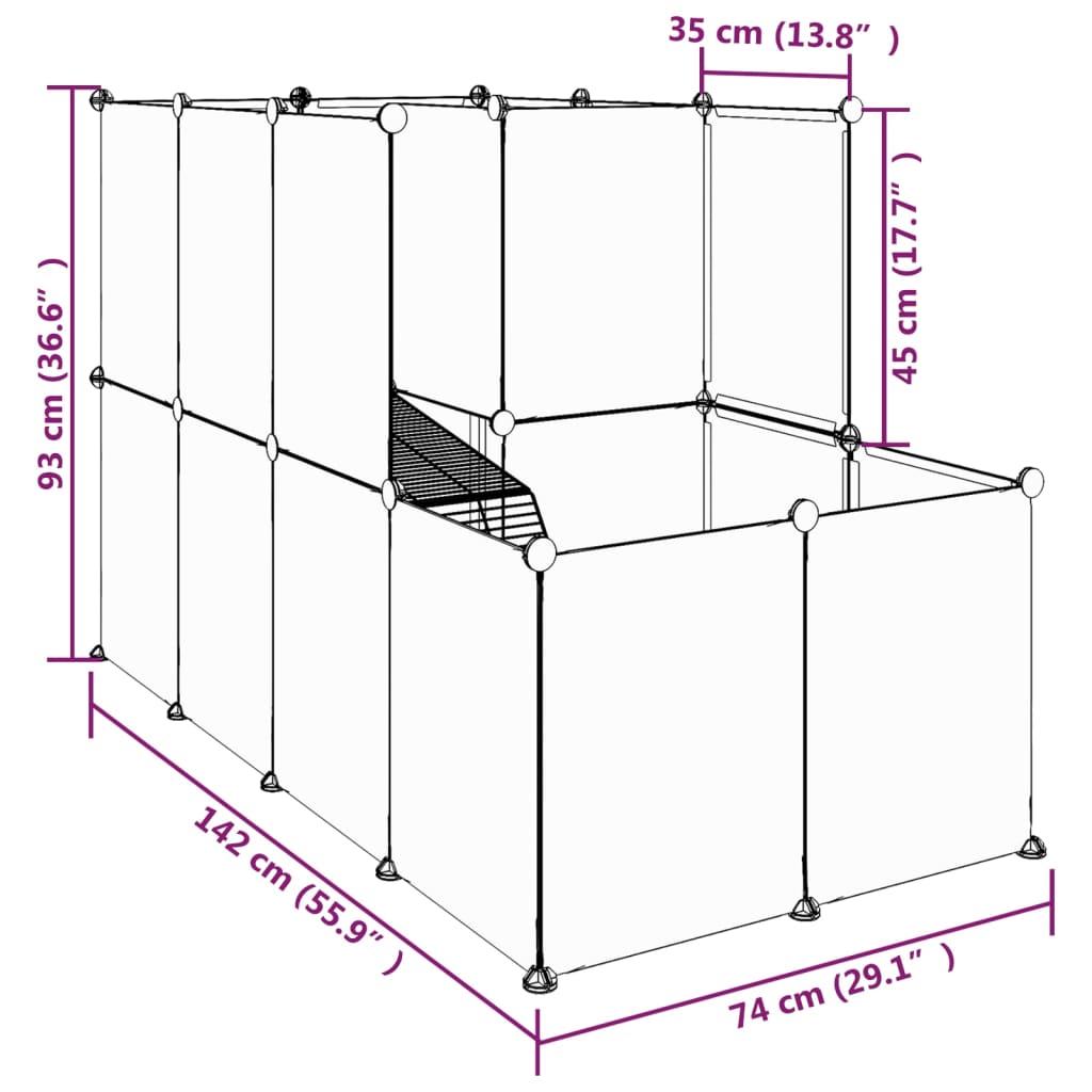 Dierenhok Klein 142X74X93 Cm Polypropeen En Staal