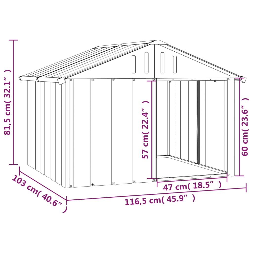 Hondenhok 116,5X103X81,5 Cm Gegalvaniseerd Staal