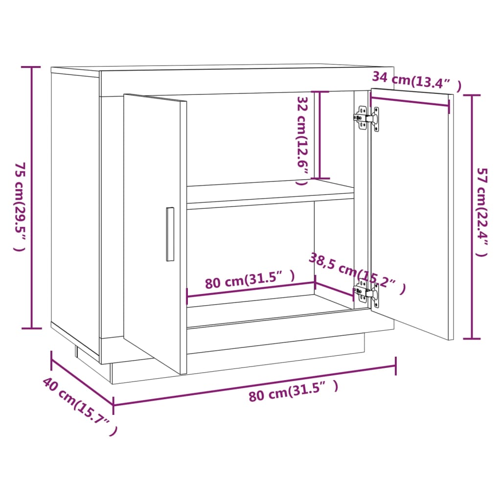 Dressoir 80X40X75 Cm Bewerkt Hout