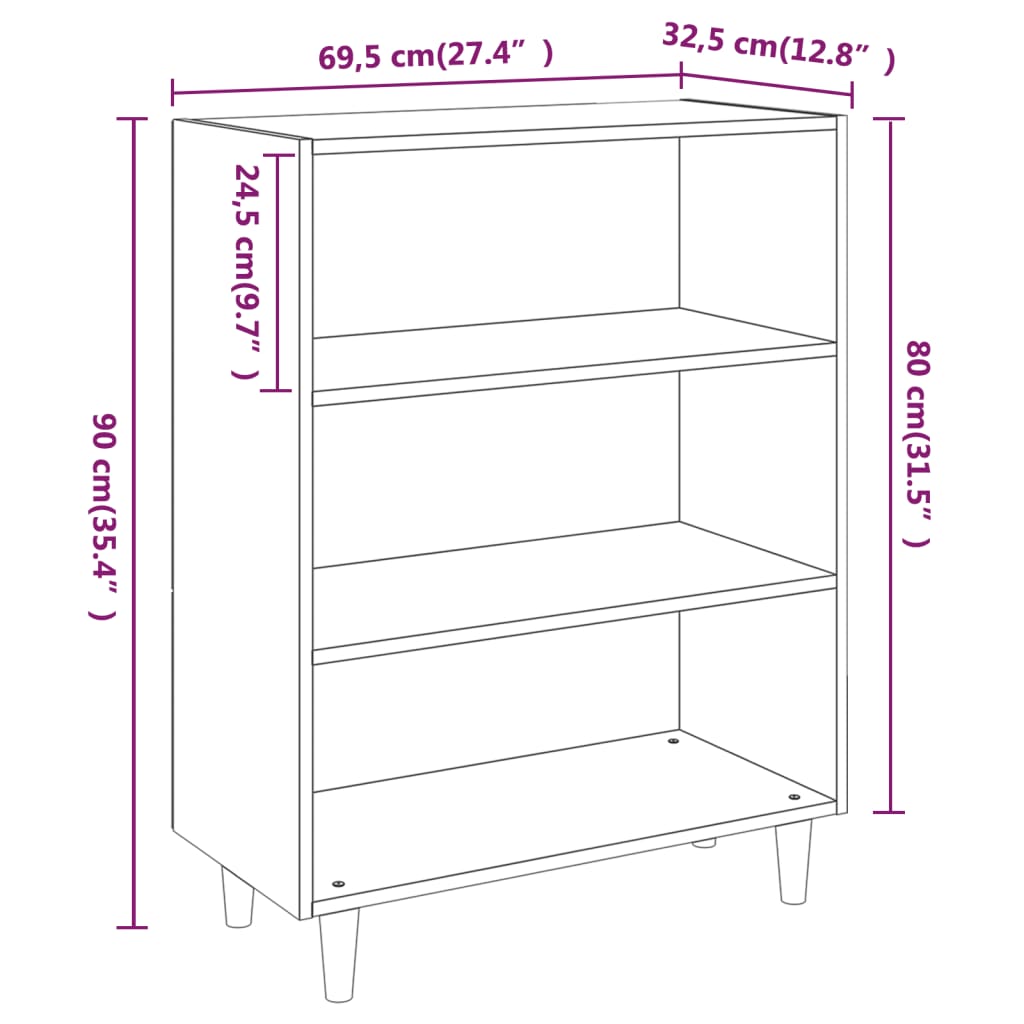 Dressoir 69,5X32,5X90 Cm Bewerkt Hout Kleurig