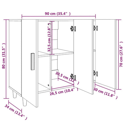 Dressoir 90X34X80 Cm Bewerkt Hout