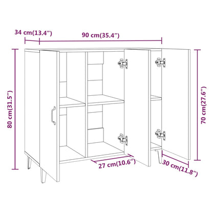 Dressoir 90X34X80 Cm Bewerkt Hout