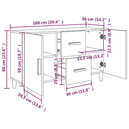 Dressoir 100X36X60 Cm Bewerkt Hout