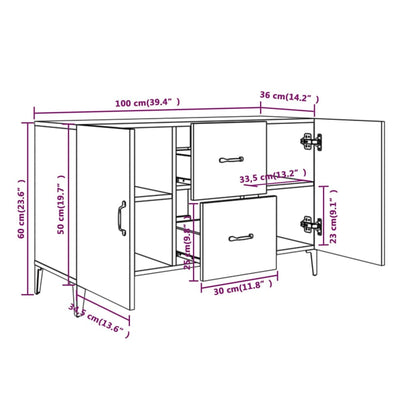 Dressoir 100X36X60 Cm Bewerkt Hout