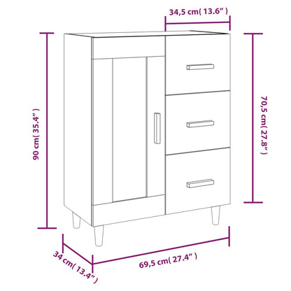 Dressoir 69,5X34X90 Cm Bewerkt Hout