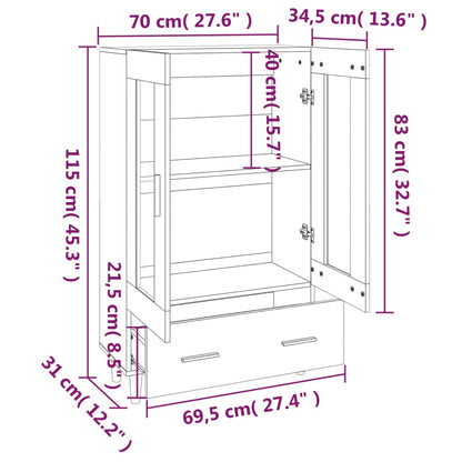 Hoge Kast 70X31X115 Cm Bewerkt Hout Kleurig