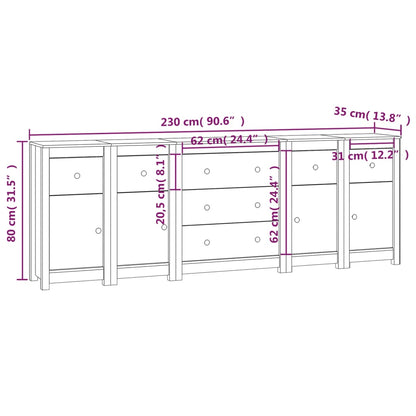 Dressoir 230X35X80 Cm Massief Grenenhout