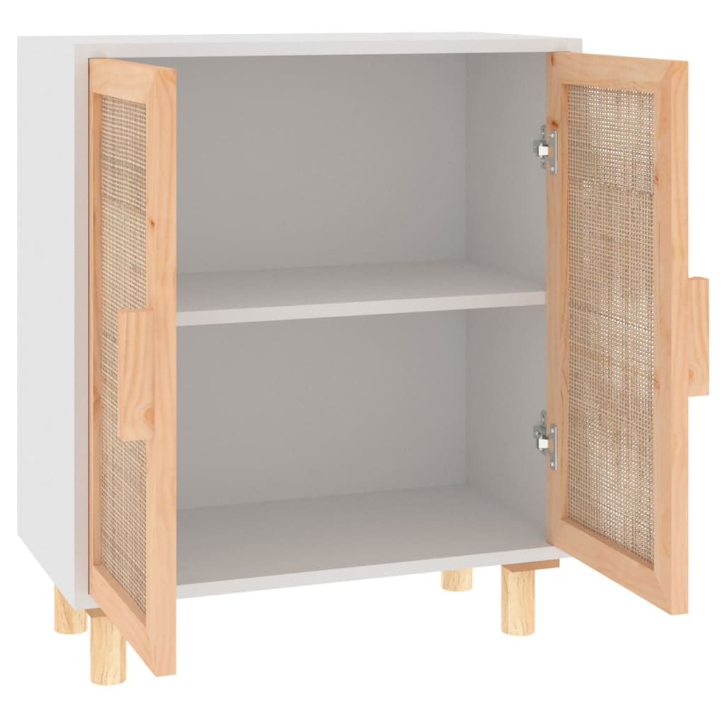 Dressoir 60X30X70 Cm Massief Grenenhout En Rattan